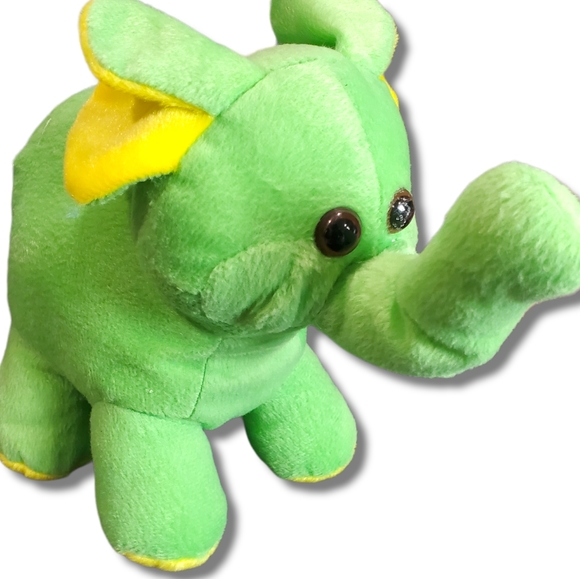 CalPlush Elephant Stuffed Animal Toy 2017 Zoo Kids Birthday Neon Green Yellow - Picture 11 of 12